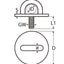 Marinetech Dekoog Rond 5mm / M6 met ronde grondplaat 33mm en draadeinde M6