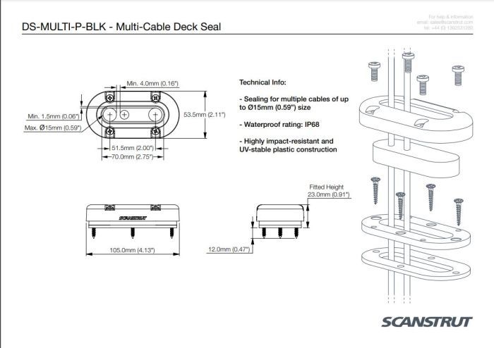 ScanStrut Dekdoorvoer tot 15 mm voor meerdere kabels zwart