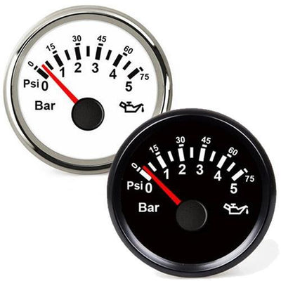 Hollex Oliedrukmeter 12/24 Volt 0-5 Bar zwart
