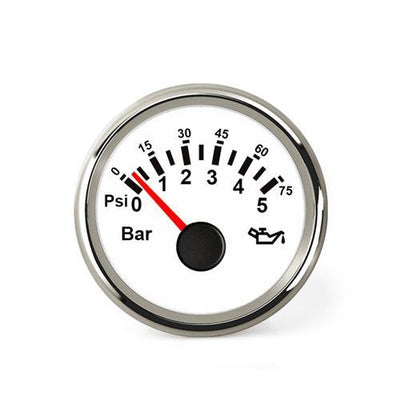 Hollex Oliedrukmeter 12/24 Volt 0-5 Bar wit
