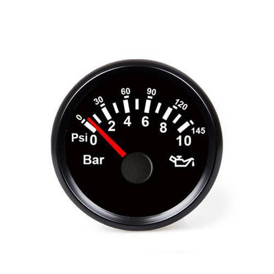 Hollex Oliedrukmeter 12/24 Volt 0-10 Bar zwart
