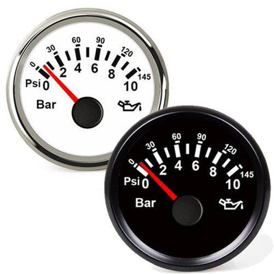 Hollex Oliedrukmeter 12/24 Volt 0-10 Bar wit